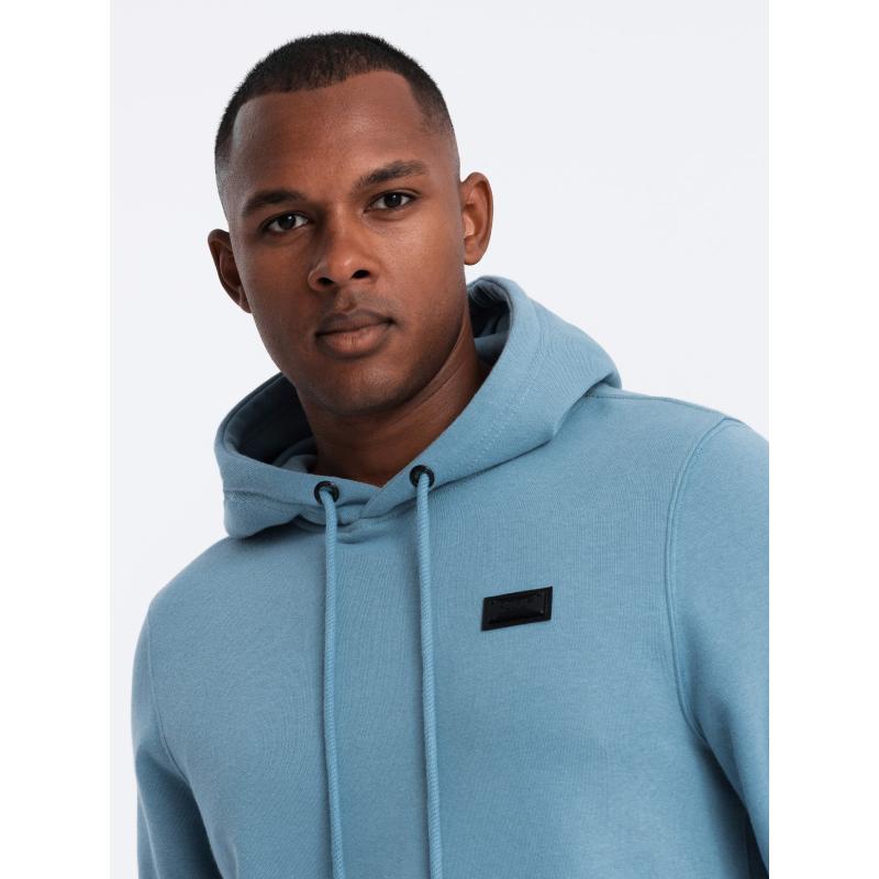 Pánská mikina klokanka s kapucí a kovovým kolíčkem modrá 