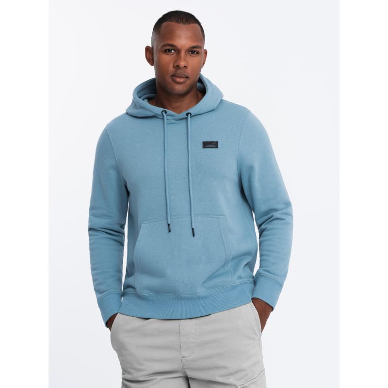 Pánská mikina klokanka s kapucí a kovovým kolíčkem modrá 