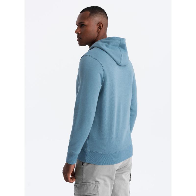 Pánská mikina klokanka s kapucí a kovovým kolíčkem modrá 