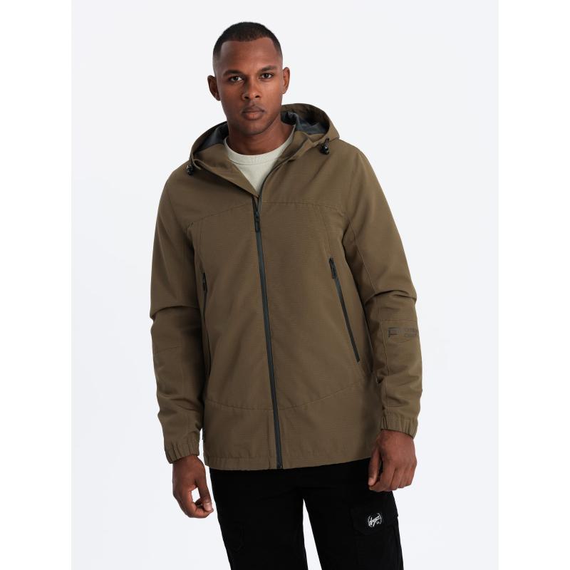 Férfi átmeneti kabát kapucnival barna