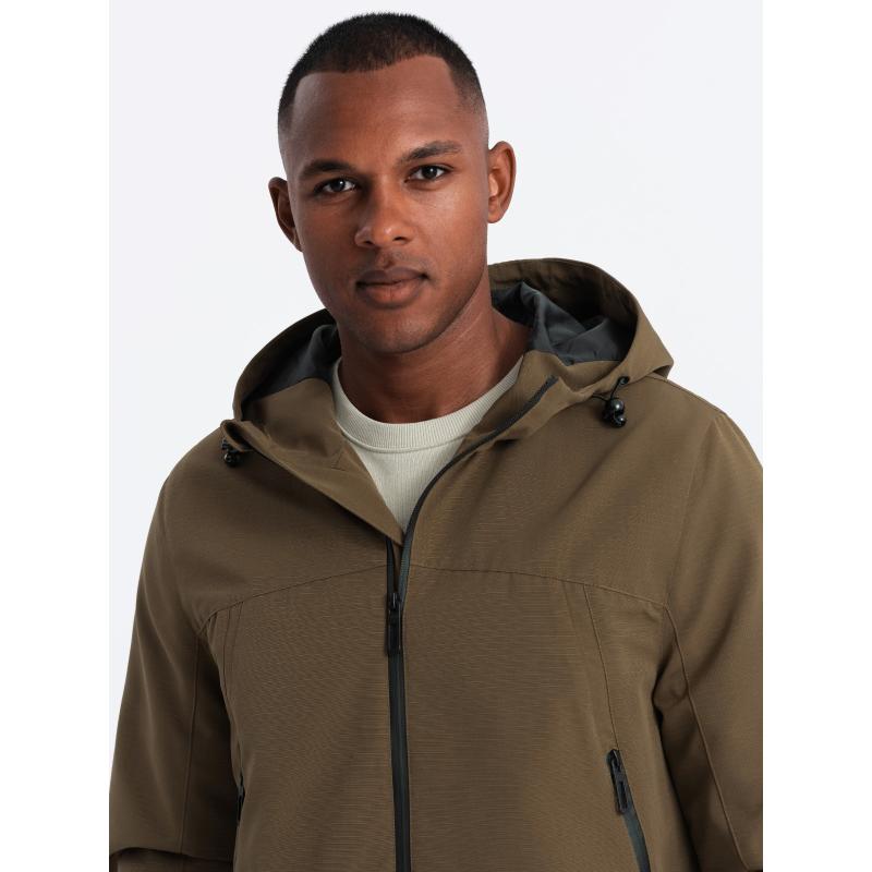 Férfi átmeneti kabát kapucnival barna