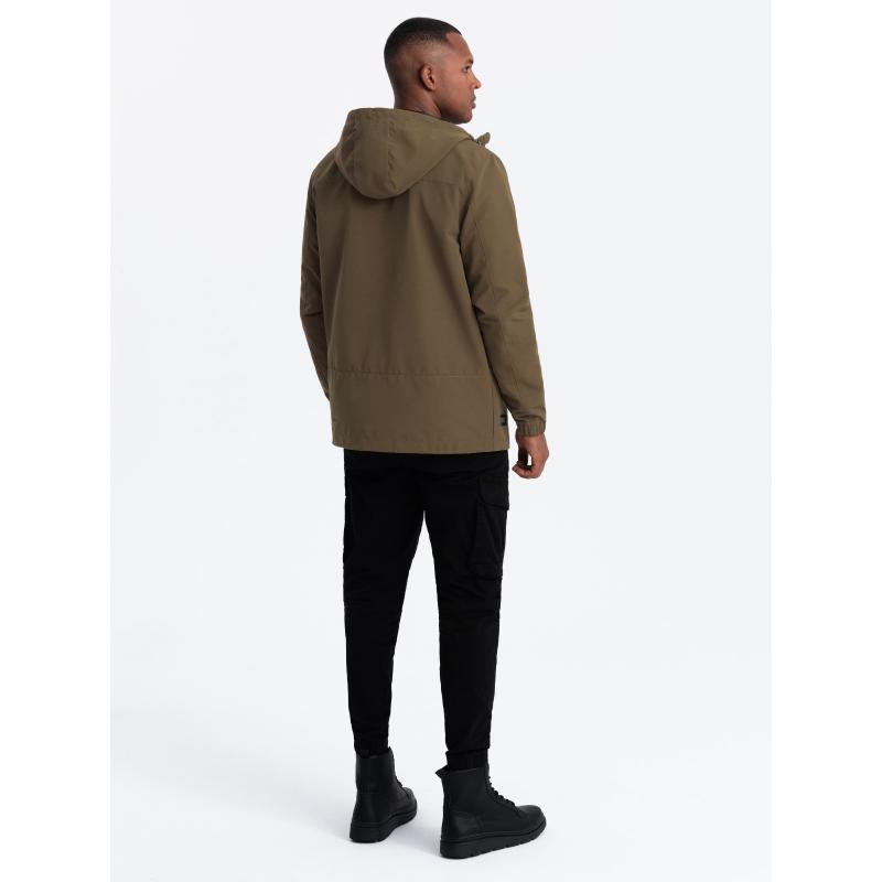 Férfi átmeneti kabát kapucnival barna