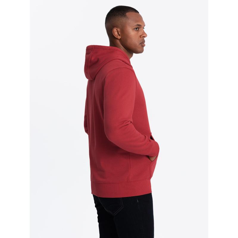 Pánská klokaní mikina s kapucí a nášivkou v univerzitním stylu červená 