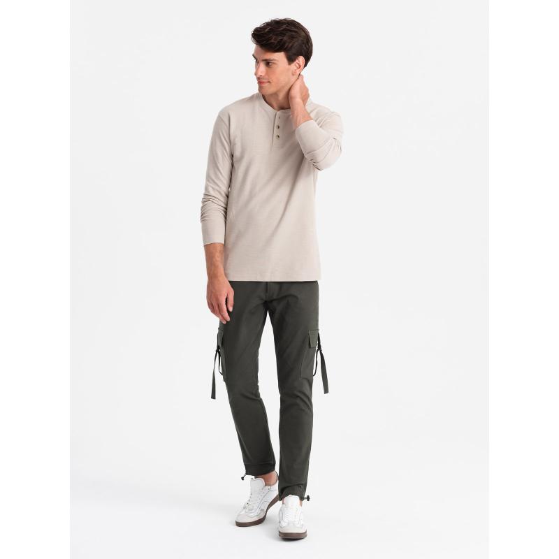 Férfi STRAIGHT LEG cargo nadrág csíkos zsebekkel grafit színben