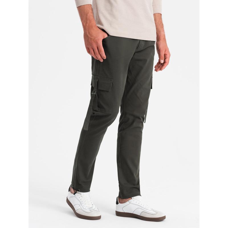 Férfi STRAIGHT LEG cargo nadrág csíkos zsebekkel grafit színben