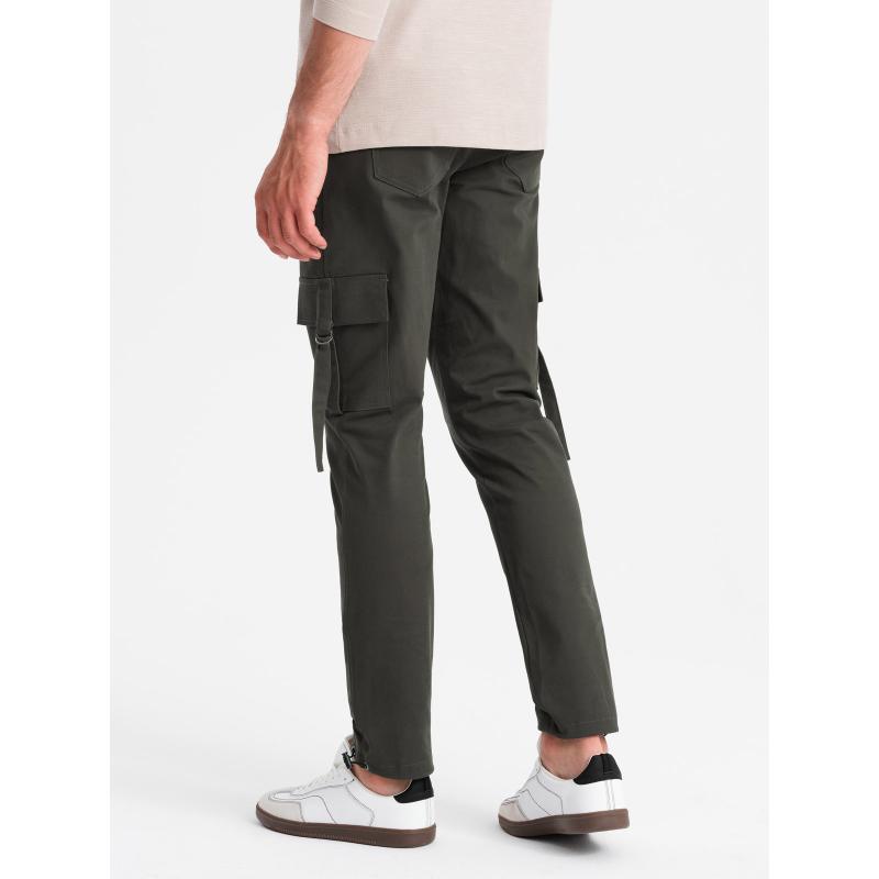 Férfi STRAIGHT LEG cargo nadrág csíkos zsebekkel grafit színben