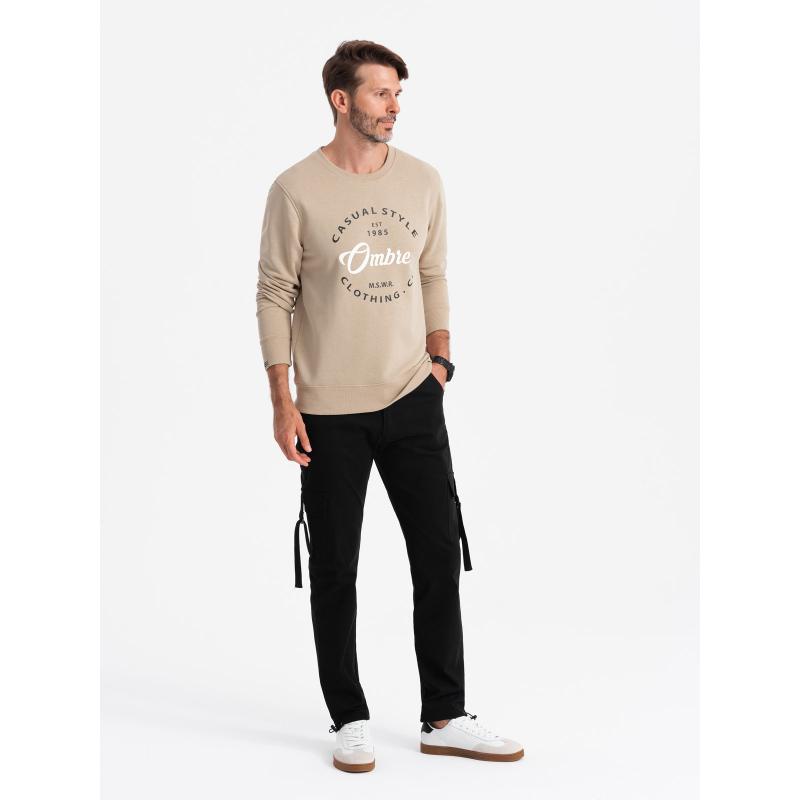 Férfi STRAIGHT LEG cargo nadrág csíkos zsebekkel fekete