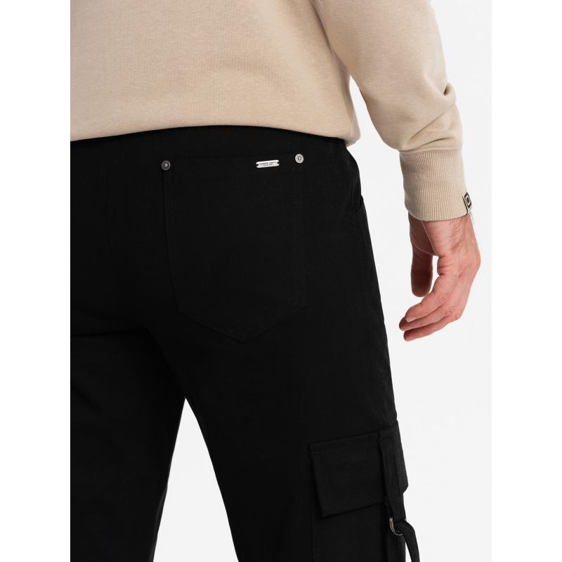 Férfi STRAIGHT LEG cargo nadrág csíkos zsebekkel fekete