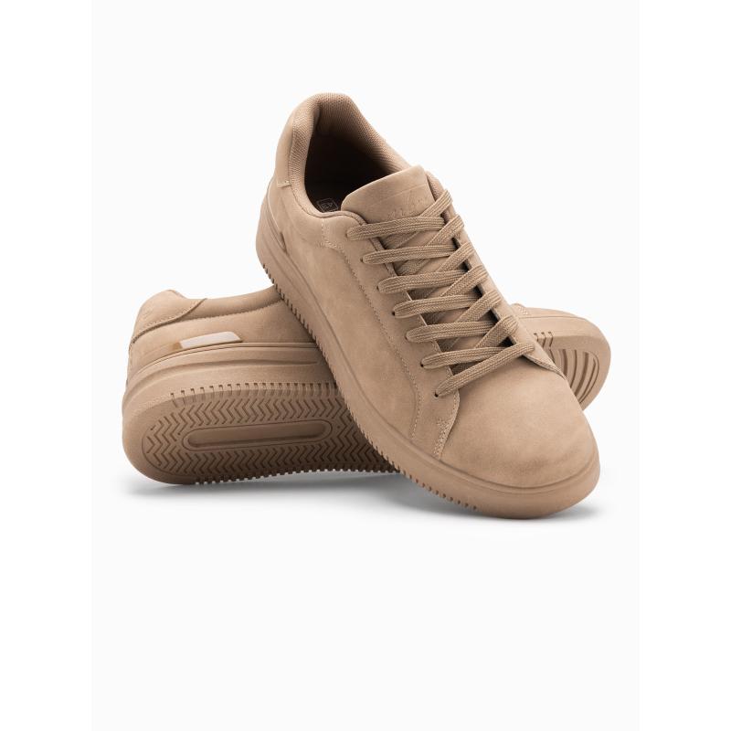 Pánská ležérní obuv z eko nubuku světle hnědá