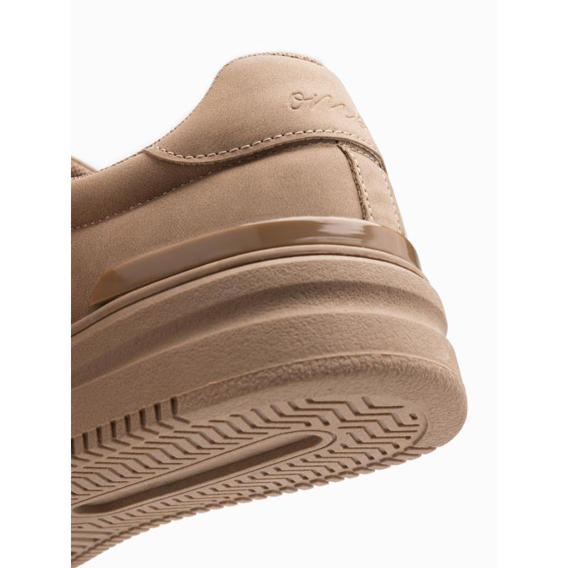 Pánská ležérní obuv z eko nubuku světle hnědá