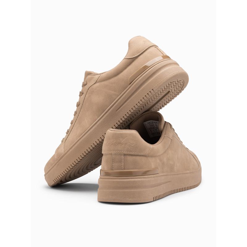 Pánská ležérní obuv z eko nubuku světle hnědá