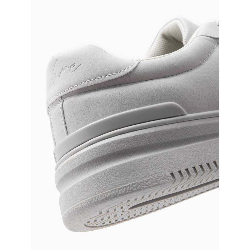 Pánská společenská obuv z eko nubuku světle šedá 