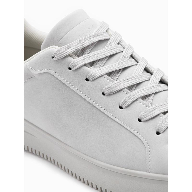 Pánská společenská obuv z eko nubuku světle šedá 