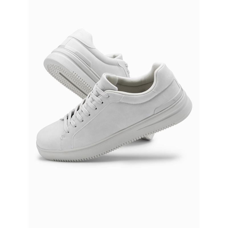 Pánská společenská obuv z eko nubuku světle šedá 