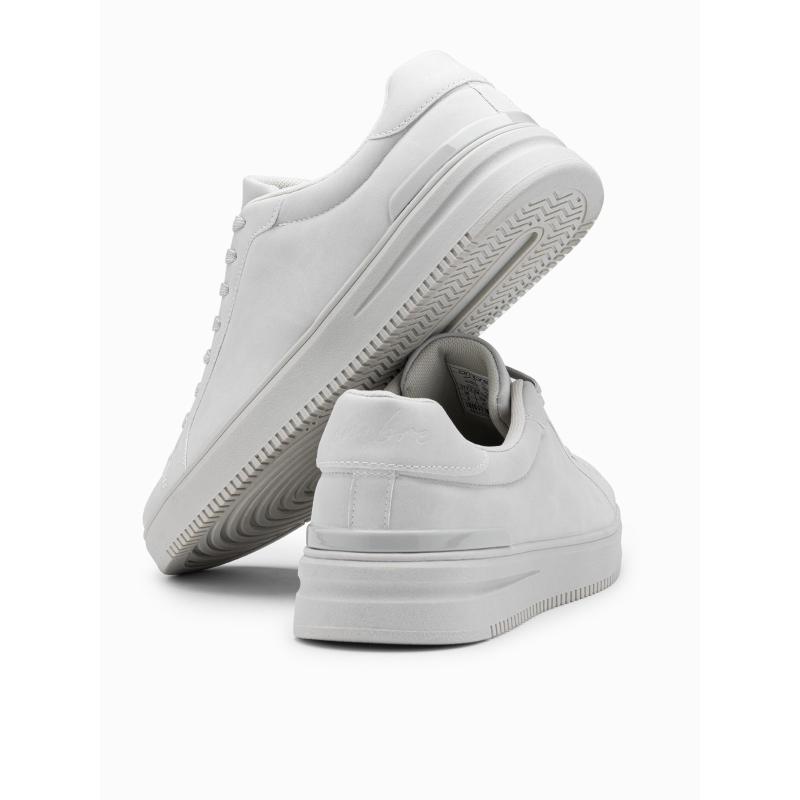 Pánská společenská obuv z eko nubuku světle šedá 