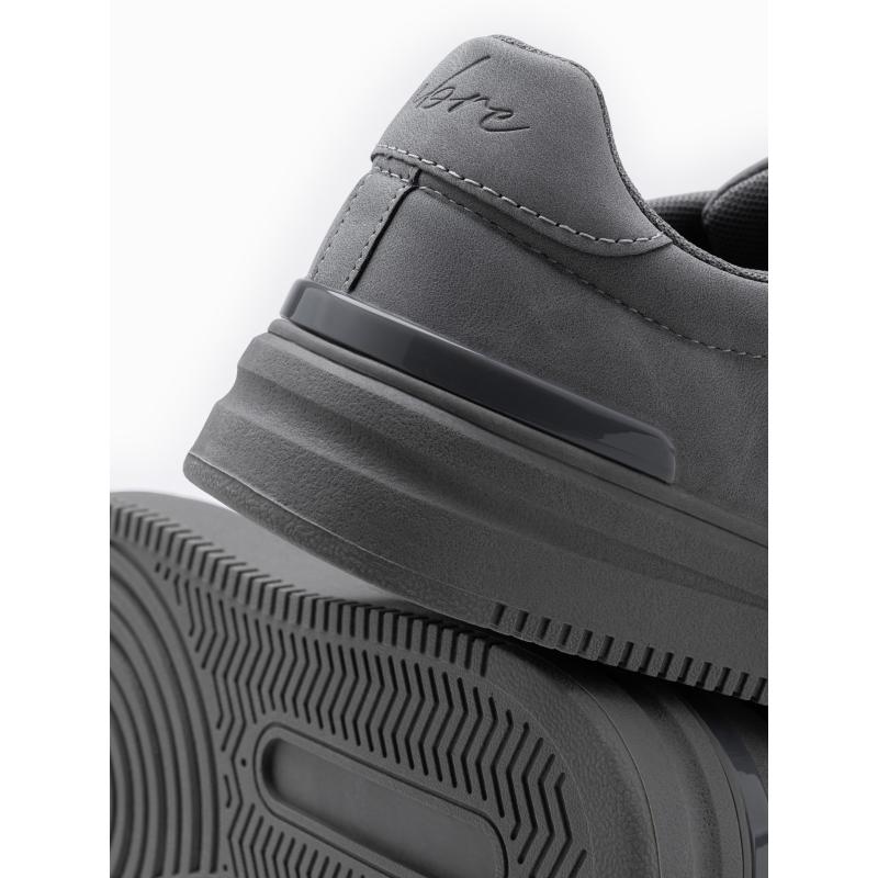 Pánská ležérní pevná obuv z eko nubuku šedá 