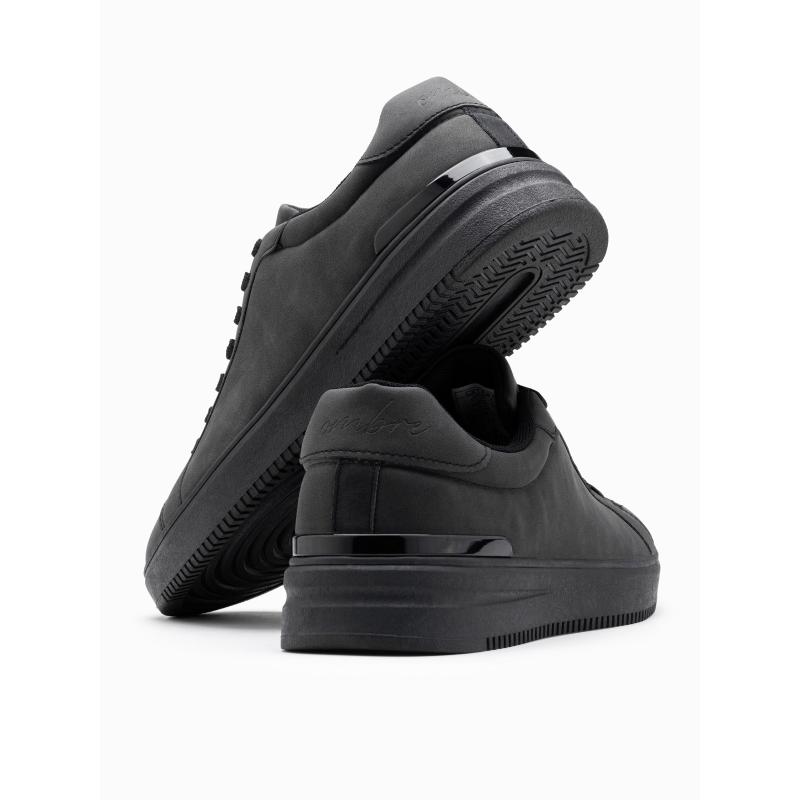 Pánská společenská obuv z eko nubuku černá 