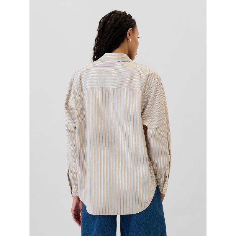 Csíkos túlméretezett póló Poplin nagyméretű póló