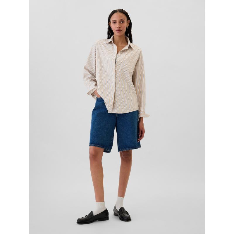 Csíkos túlméretezett póló Poplin nagyméretű póló