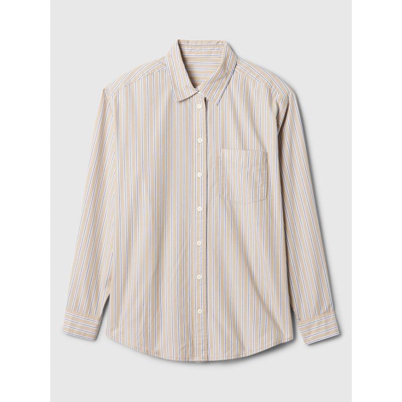 Csíkos túlméretezett póló Poplin nagyméretű póló