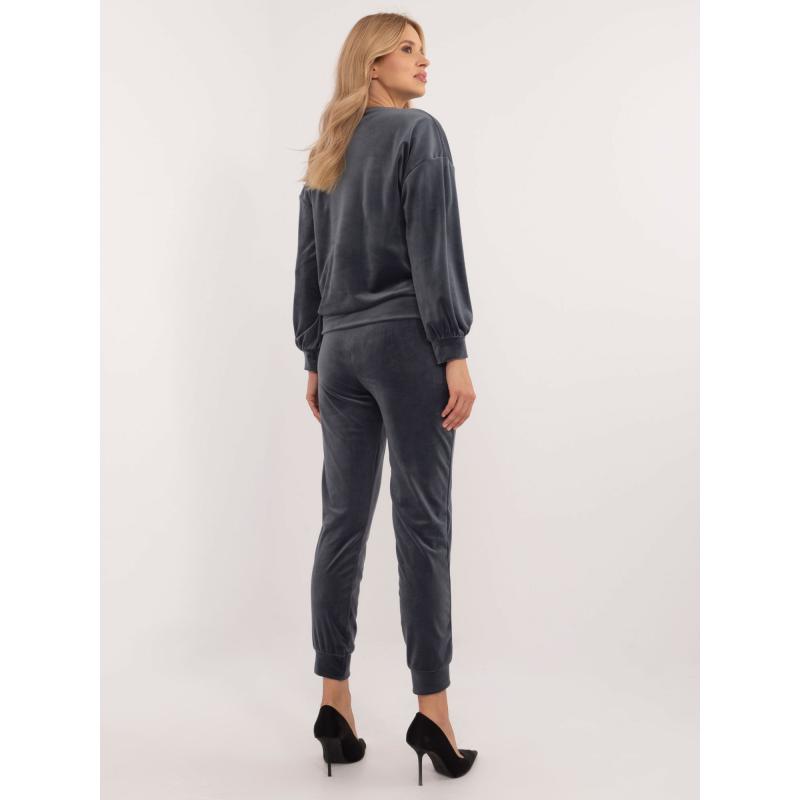 Dámský komplet s písmenem velurový M grafitový   