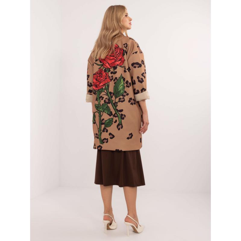 Női mintás kabát applikációkkal barna