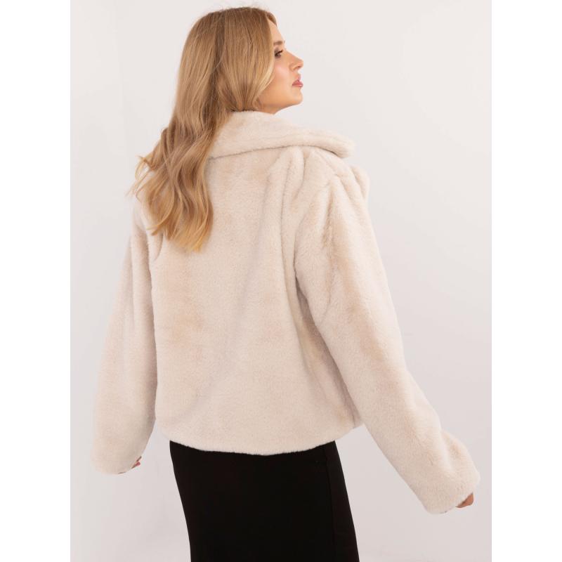 Dámska prechodná bunda z umelej kožušiny svetlo béžová