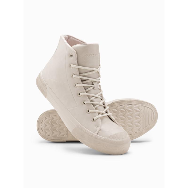 Pánske vysoké tenisky s gumovou špičkou krémové
