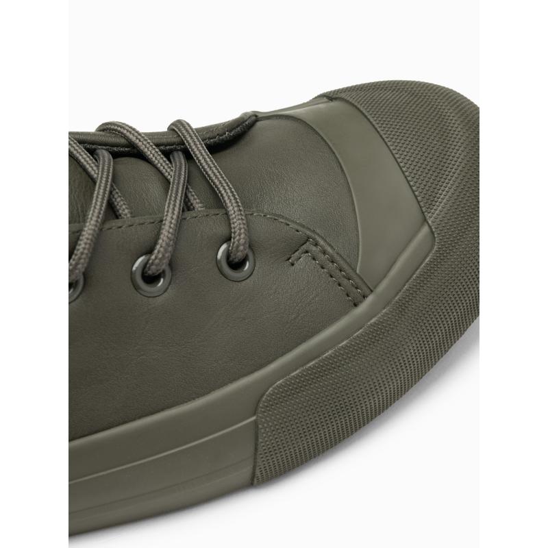 Férfi magas szárú tornacipő gumitalppal, olajbogyó színben