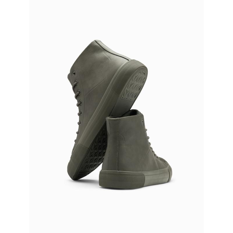 Férfi magas szárú tornacipő gumitalppal, olajbogyó színben