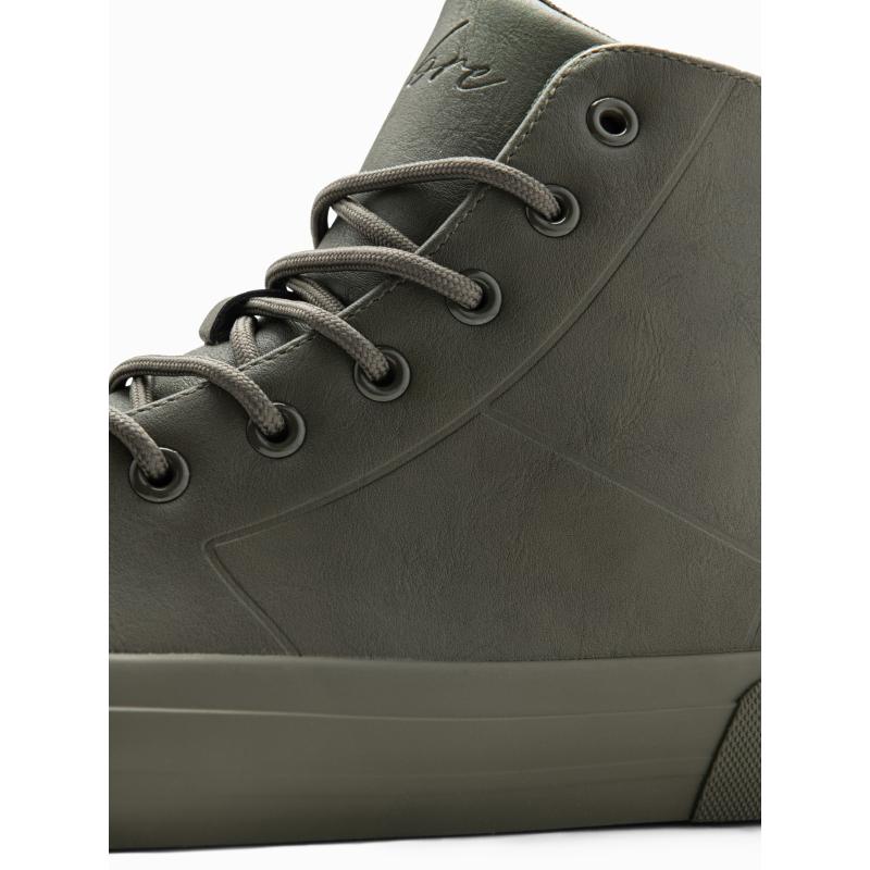 Férfi magas szárú tornacipő gumitalppal, olajbogyó színben