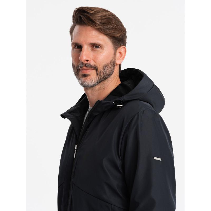 Pánská lehká bunda se síťovanou podšívkou a kapucí černá 