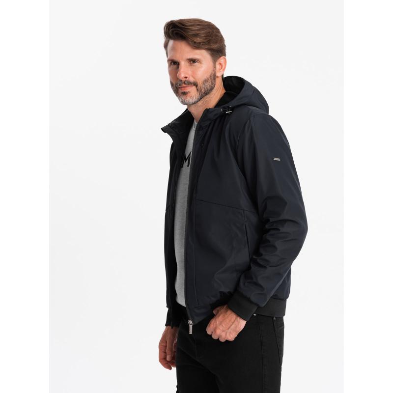 Pánská lehká bunda se síťovanou podšívkou a kapucí černá 