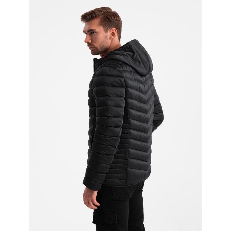 Pánska bunda so saténovým lemovaním čierna