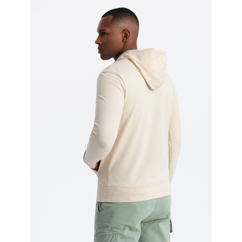 Pánská mikina klokanka s kapucí a logem krémová 