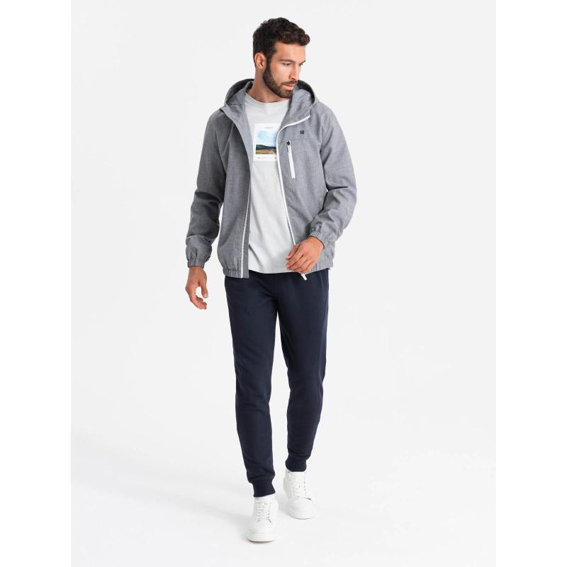 Férfi könnyű sportdzseki fleece béléssel szürke