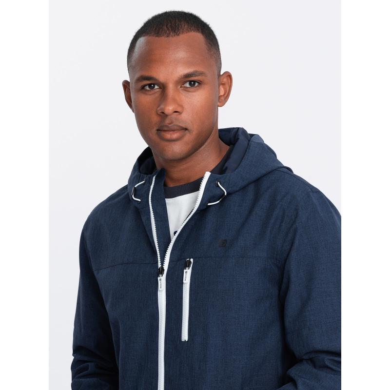Pánská lehká sportovní bunda s fleecovou podšívkou tmavě modrá 