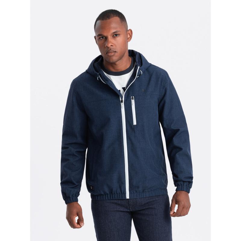 Pánská lehká sportovní bunda s fleecovou podšívkou tmavě modrá 