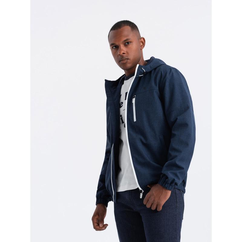 Pánská lehká sportovní bunda s fleecovou podšívkou tmavě modrá 