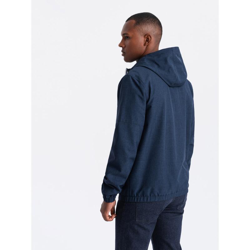 Pánská lehká sportovní bunda s fleecovou podšívkou tmavě modrá 