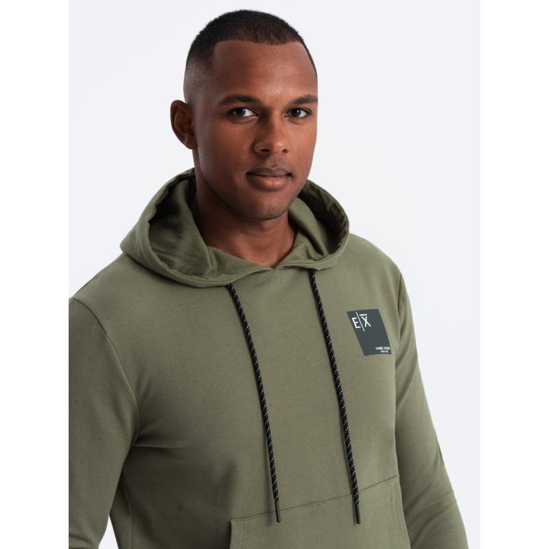 Pánská klokanka s kapucí s logem olivová 