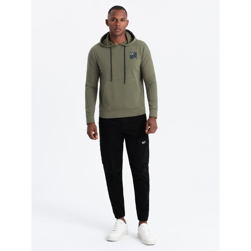 Pánská klokanka s kapucí s logem olivová 