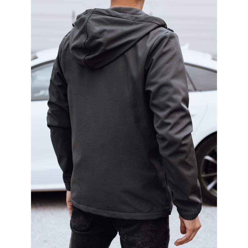 Férfi átmeneti softshell kabát kapucnival sötétszürke színben