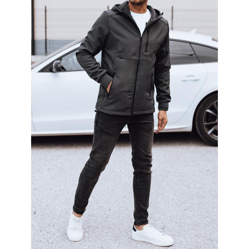 Férfi átmeneti softshell dzseki kapucnival LOTA sötétszürke