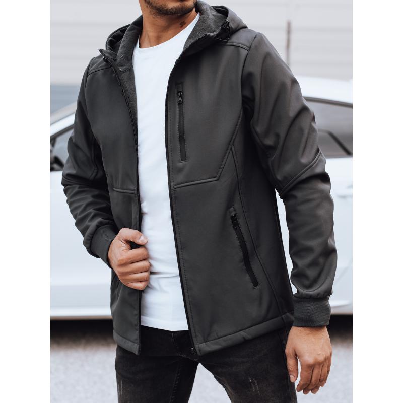 Férfi átmeneti softshell dzseki kapucnival LOTA sötétszürke