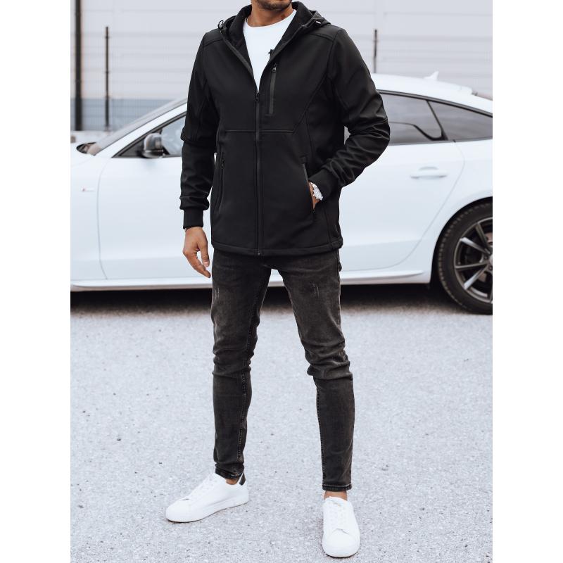 Férfi átmeneti softshell dzseki kapucnival fekete