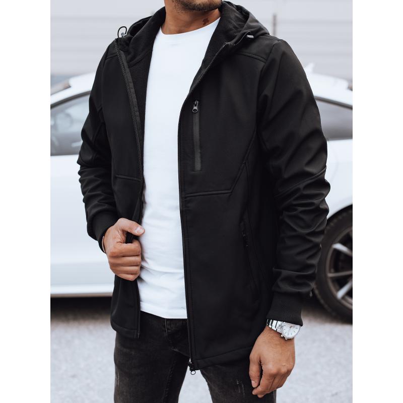Férfi átmeneti softshell dzseki kapucnival fekete