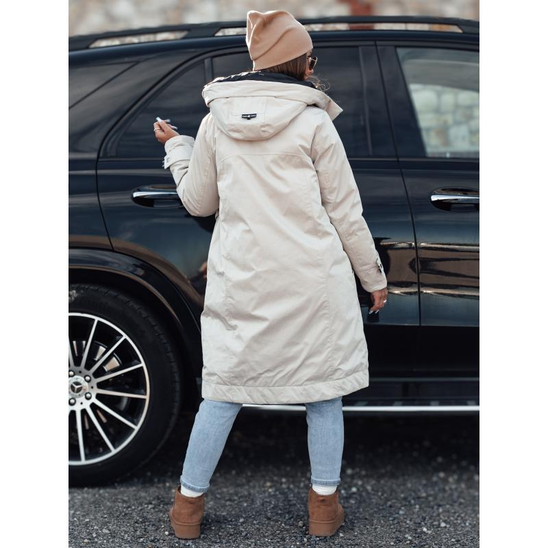 Női átmeneti dzseki ELEGANTI hosszú kapucnis dzseki fehér szürke
