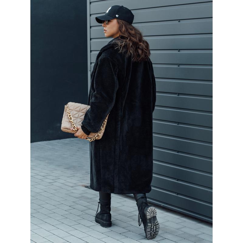Dámský zimní kabát LUXERII dlouhý kožich černý