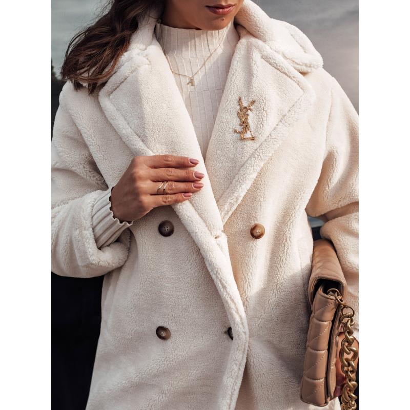 Dámský zimní kabát LUXERII dlouhý kožíšek béžový